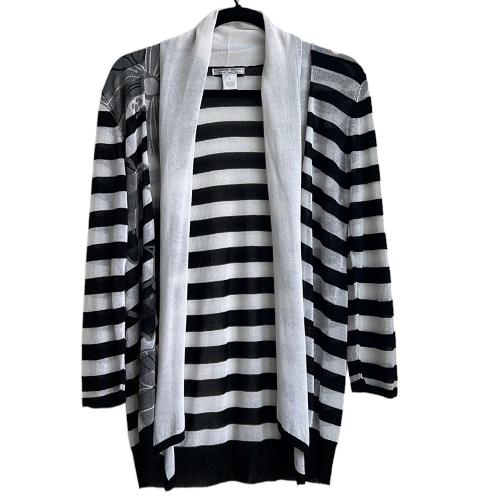 Alberto Makali Striped Floral cardigan